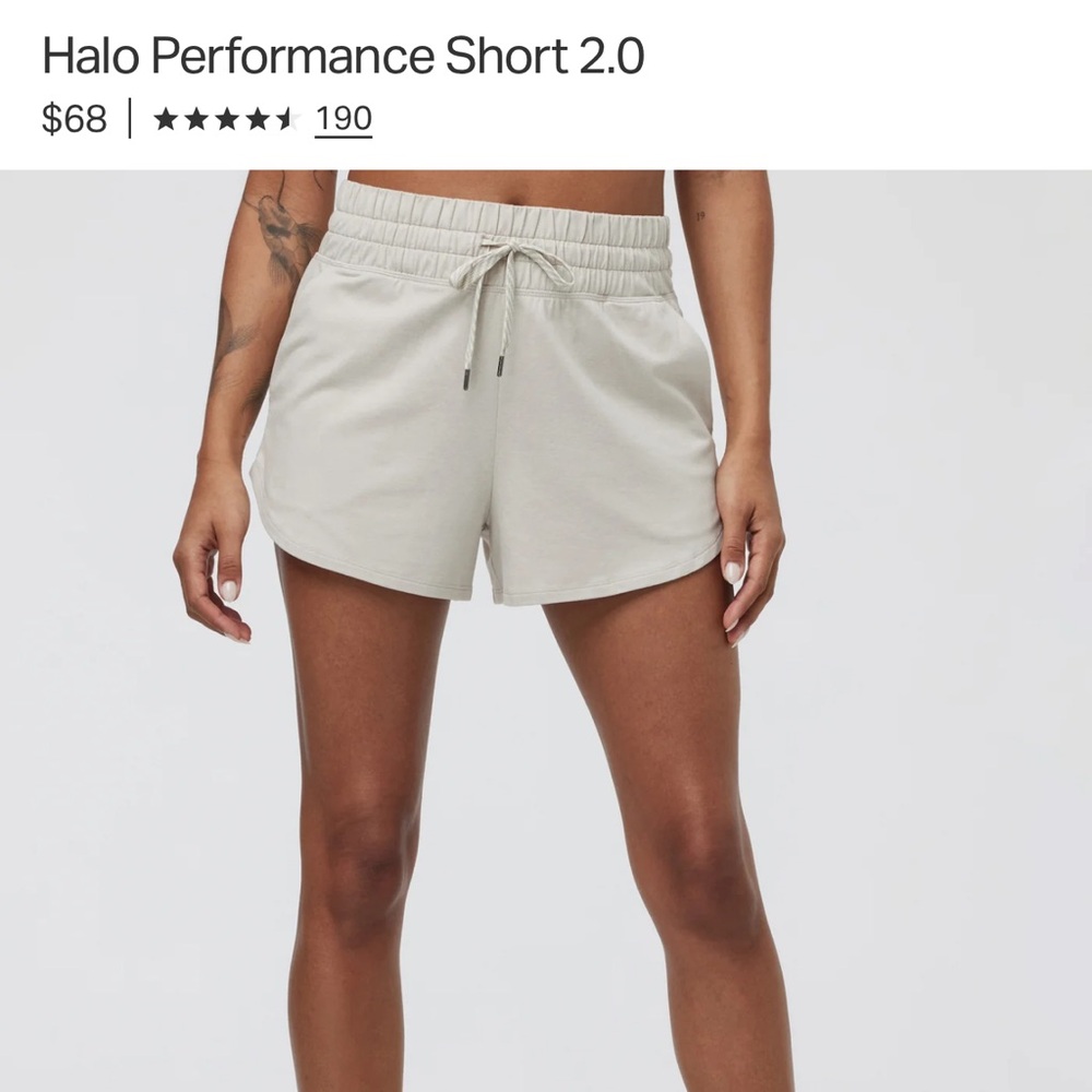 Vuori Cream Athletic Shorts Lightweight Elastic Waist